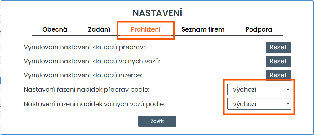 Nastavení