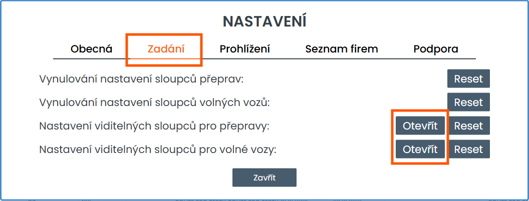 Nastavení